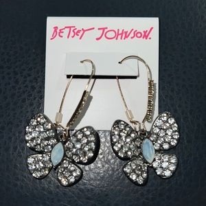 Betsey Johnson Butterfly Shepard Hook Earrings NWT